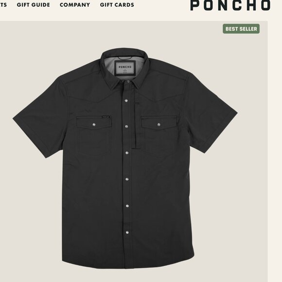 Poncho "The Bandera" black short sleeve button up - Picture 1 of 4